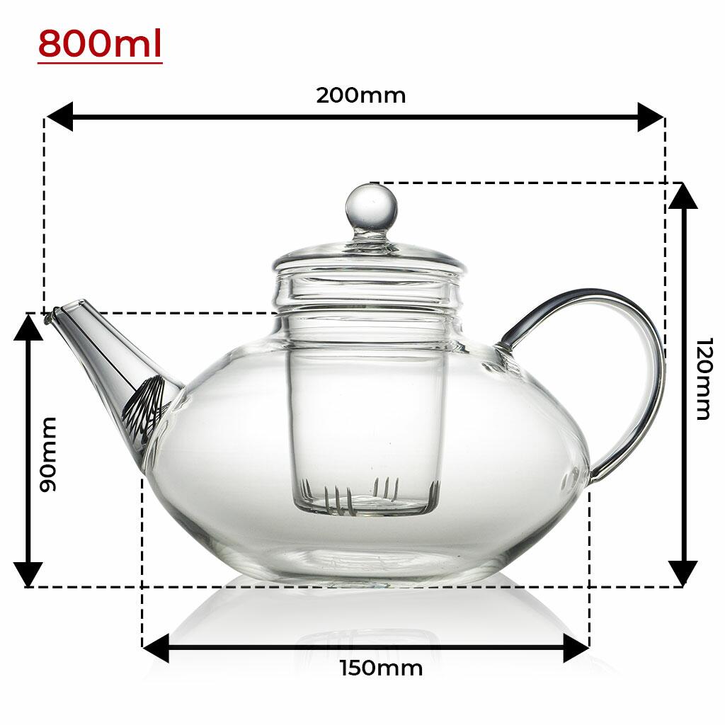 Prestige Glass Teapot 800ml Sizing