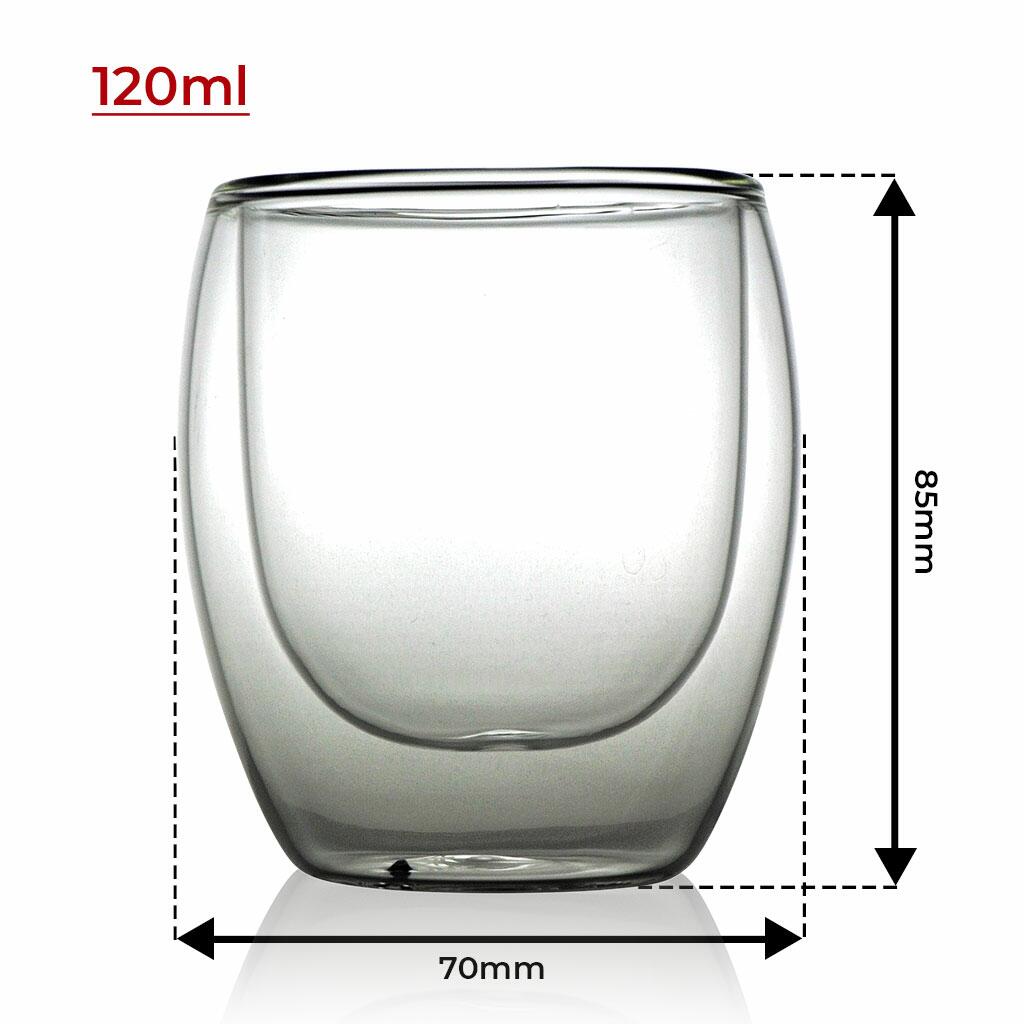 Double Wall Clear Glass Cup Sizing