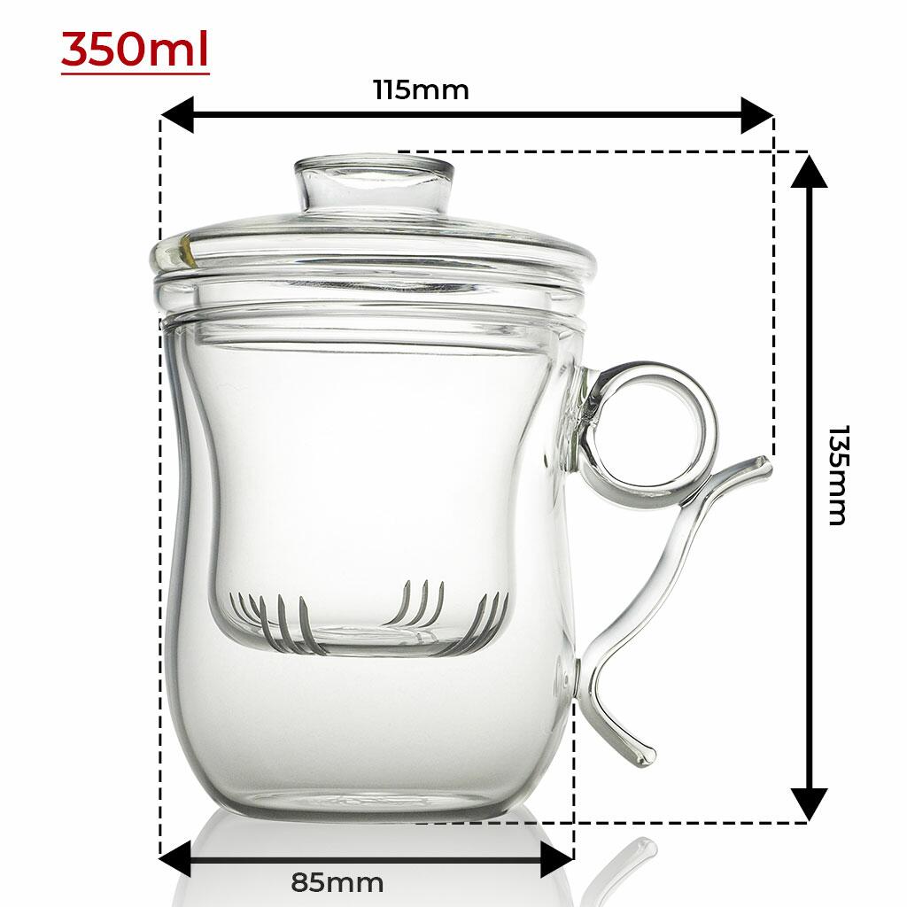 Glass Infuser Mug 350ml Sizing