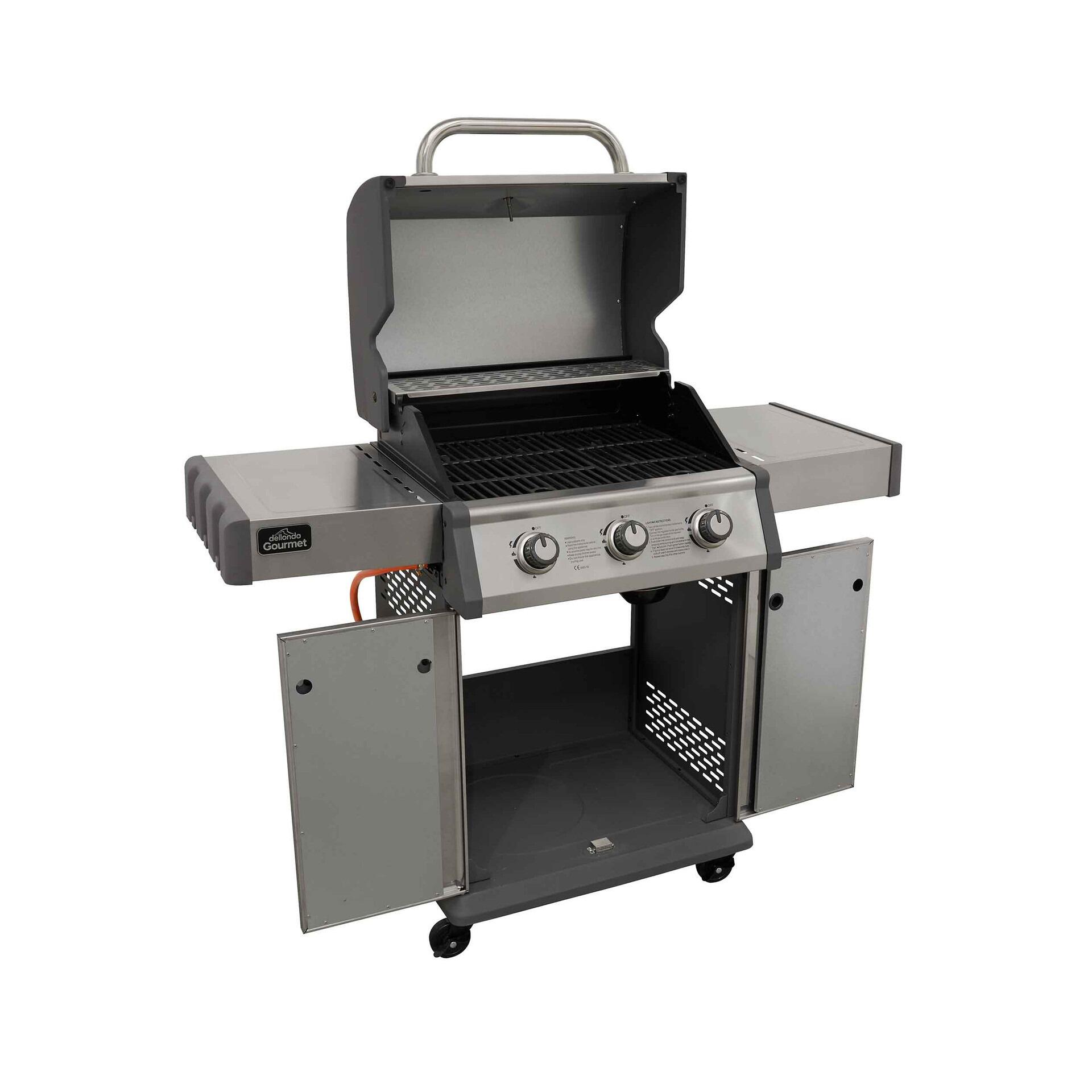 4+1 Burner Deluxe Gas BBQ with Piezo Ignition, Stainless Steel - DG17 -  Dellonda
