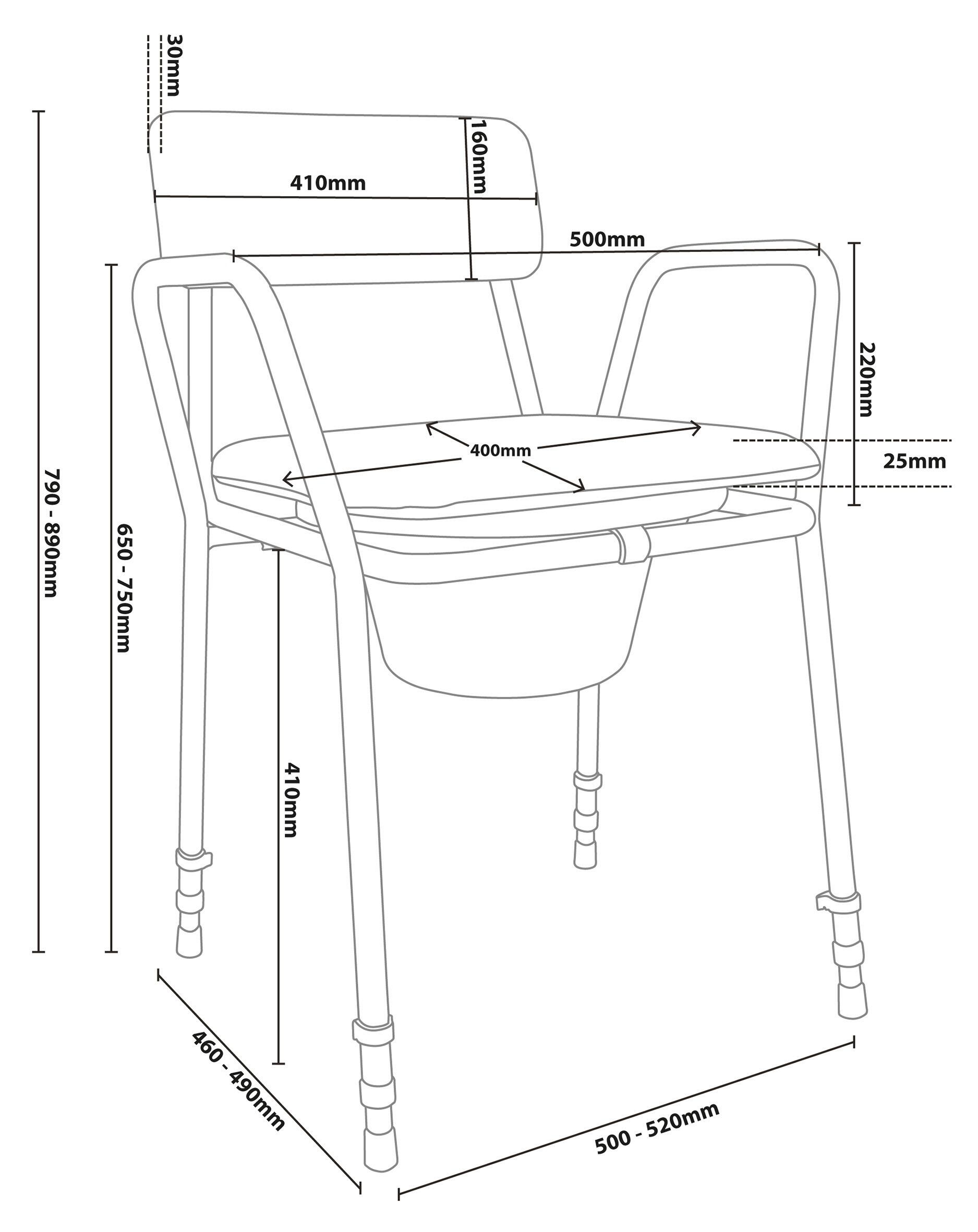 Height Adjustable Stacking Commode Chair Toileting Aids Care Home