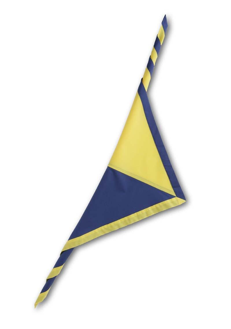 Neckerchief with two halves in yellow and royal with a contrast trim
