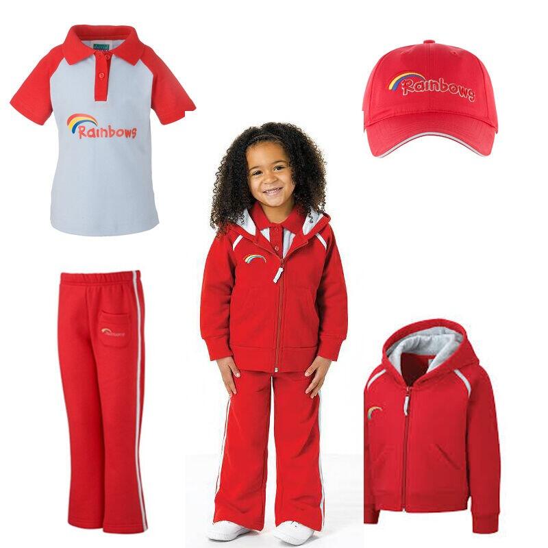 An image of Girlguiding Rainbows section uniform items