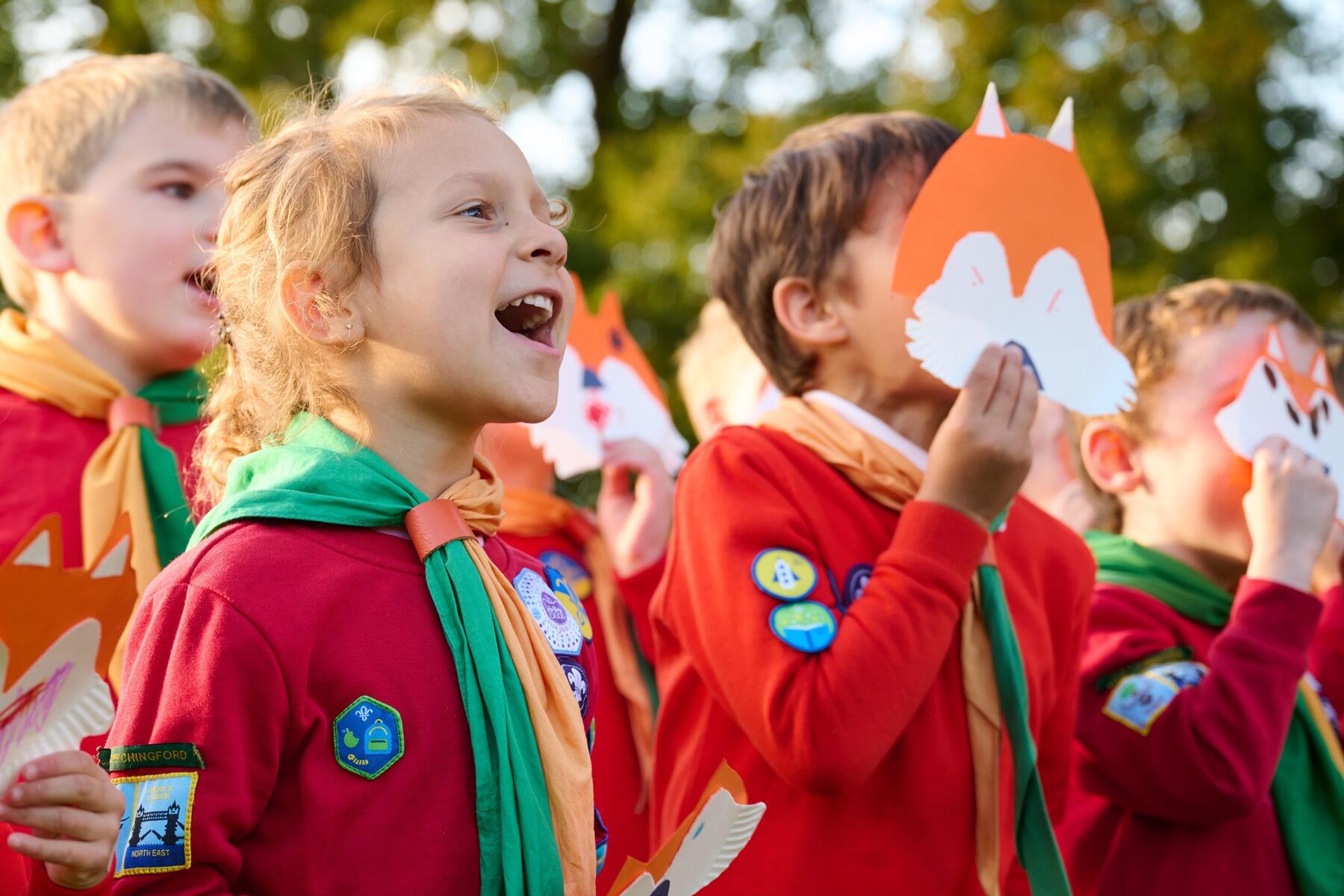 This is an image of children in Scout Association Squirrels uniforms