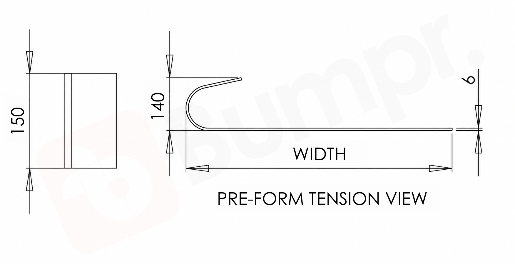 Teardrop bumper pre-form shape