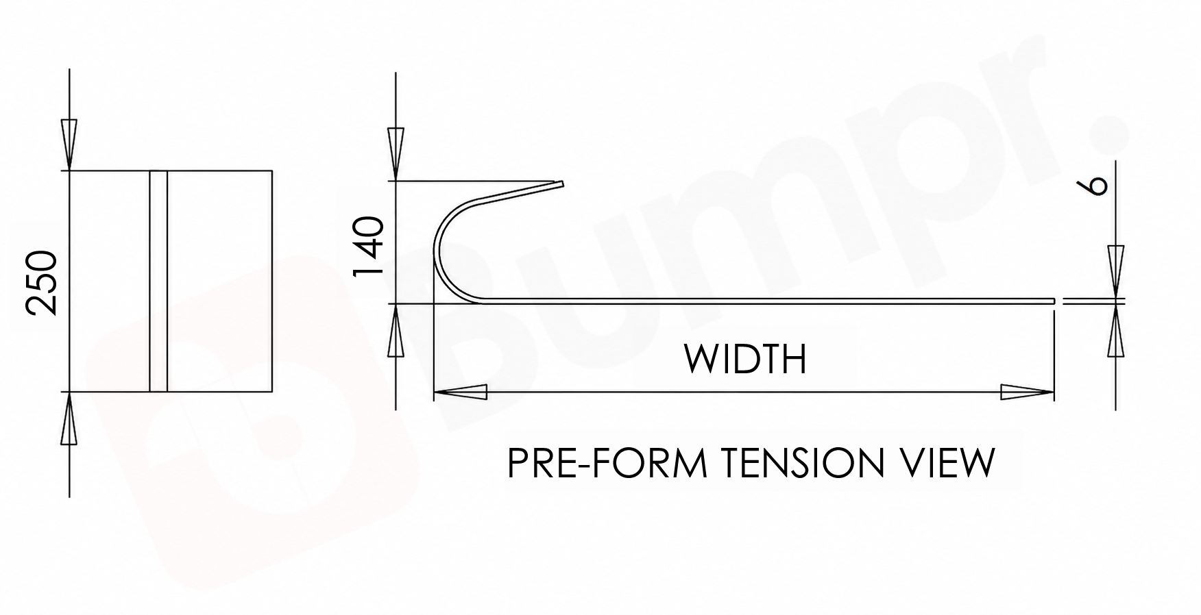 Teardrop bumper pre-form shape