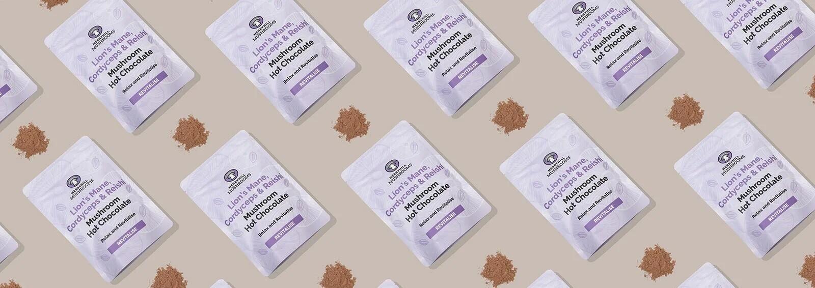 Lion's mane, cordyceps and reishi mushroom hot chocolate packets