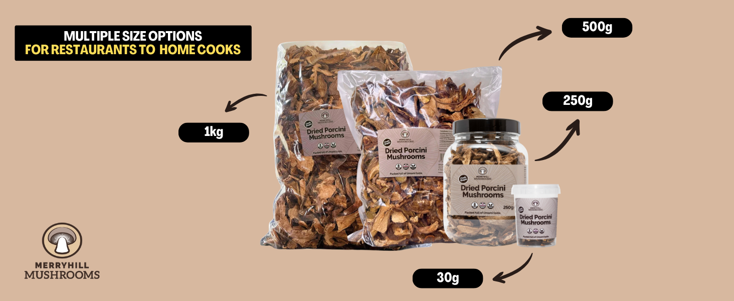 Dried Porcini Mushrooms Size Options
