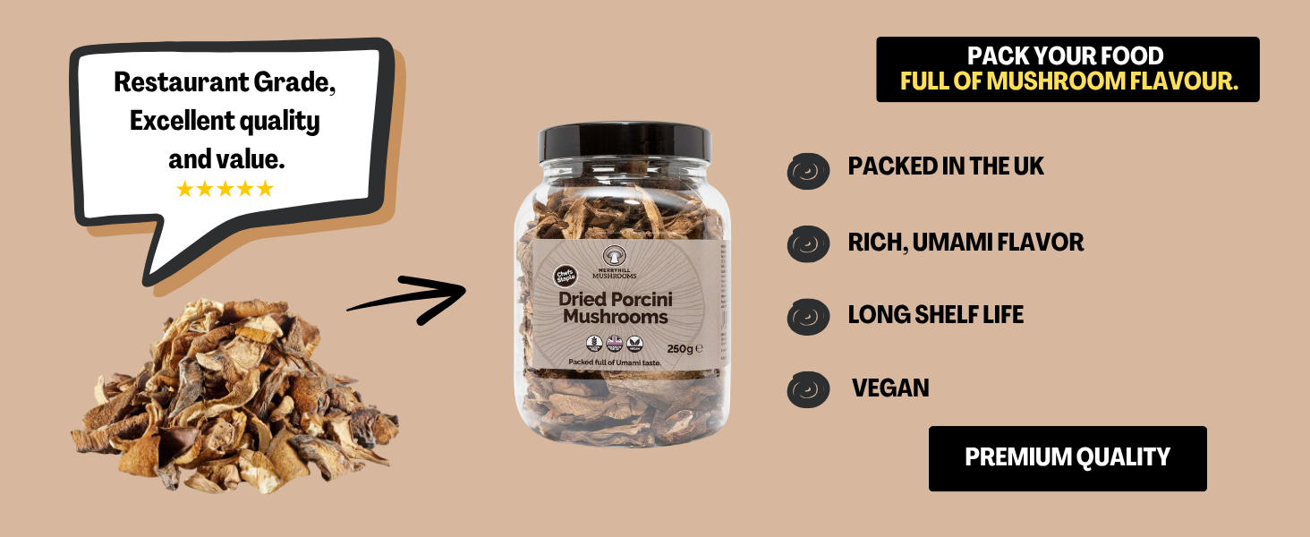 250g Porcini mushrooms infographic