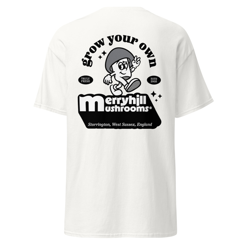 Back of Merryhill Mushrooms T Shirt