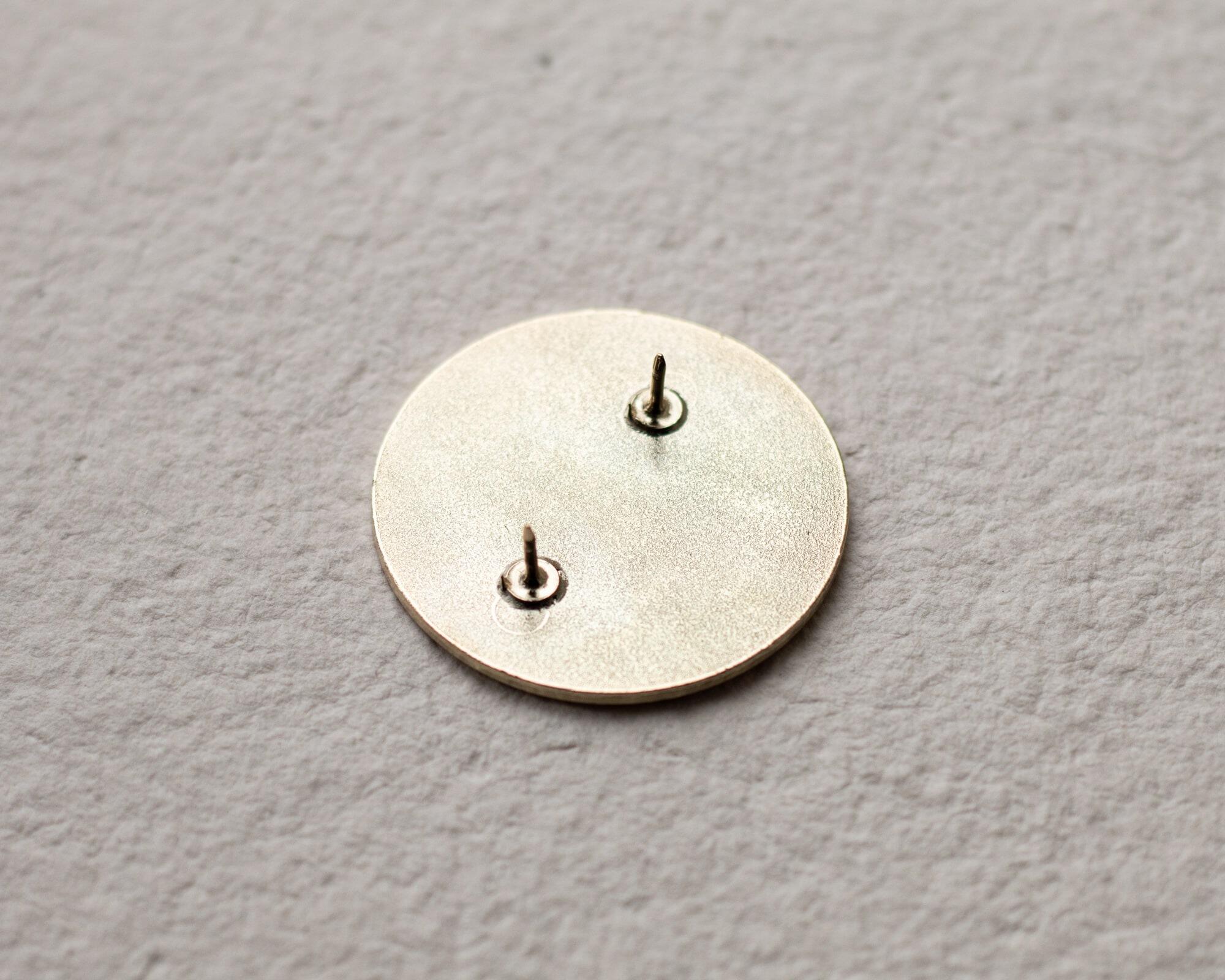 Mycology Pin badge reverse side showing pins