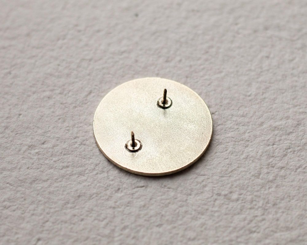Mycology Pin badge reverse side showing pins