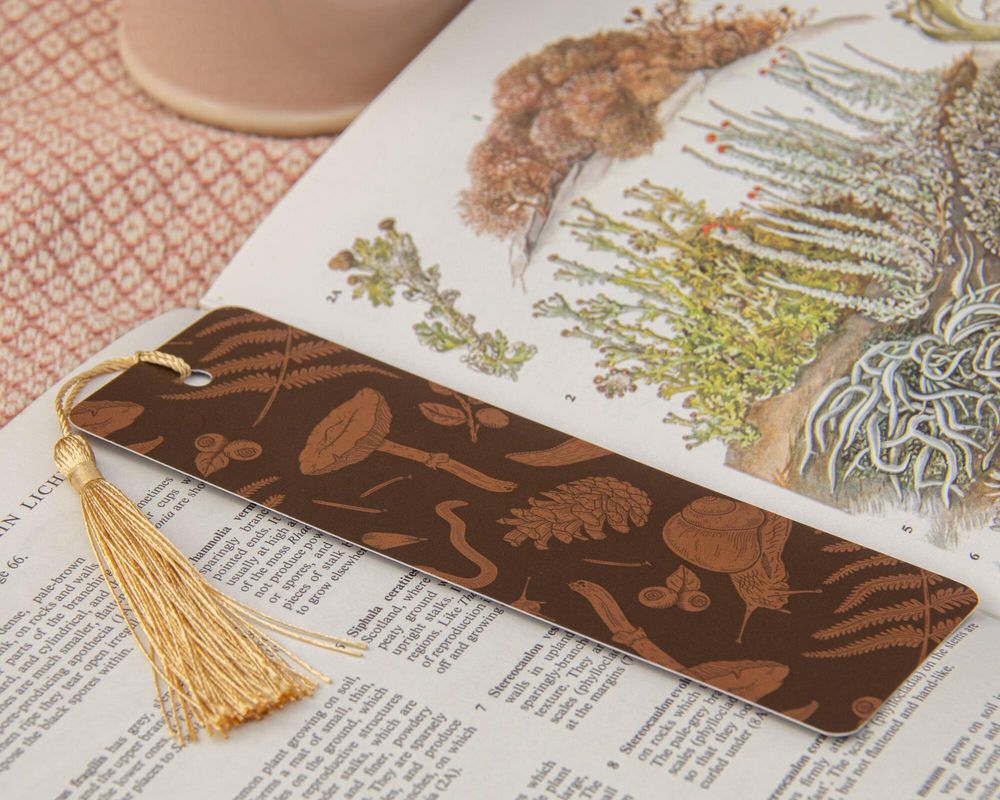 Woodland Mushroom Bookmark inside book