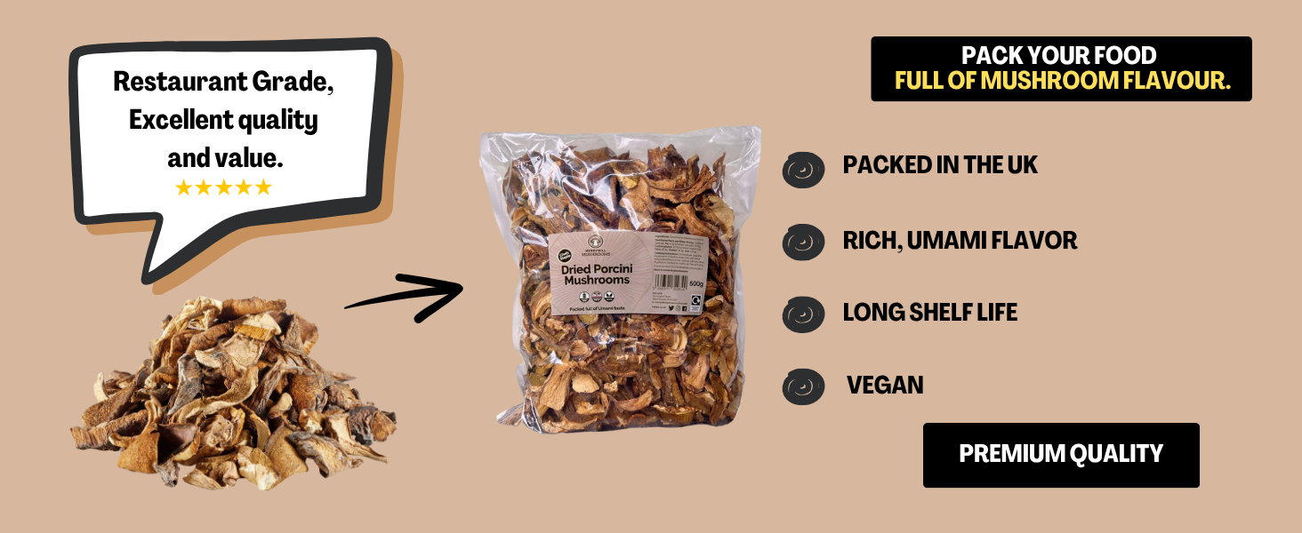 500g Porcini mushrooms infographic