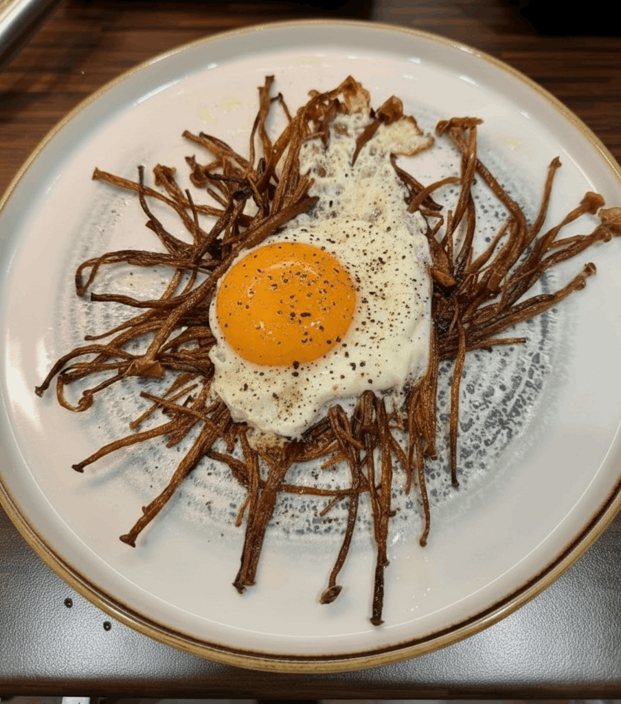 Crispy Enoki Mushrooms and egg - Recipe