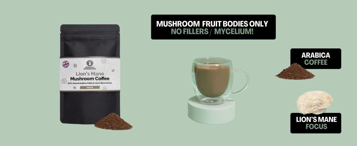 80g lions mane mushroom coffee infographic