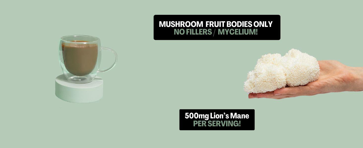 Lions mane mushroom coffee cup infographic
