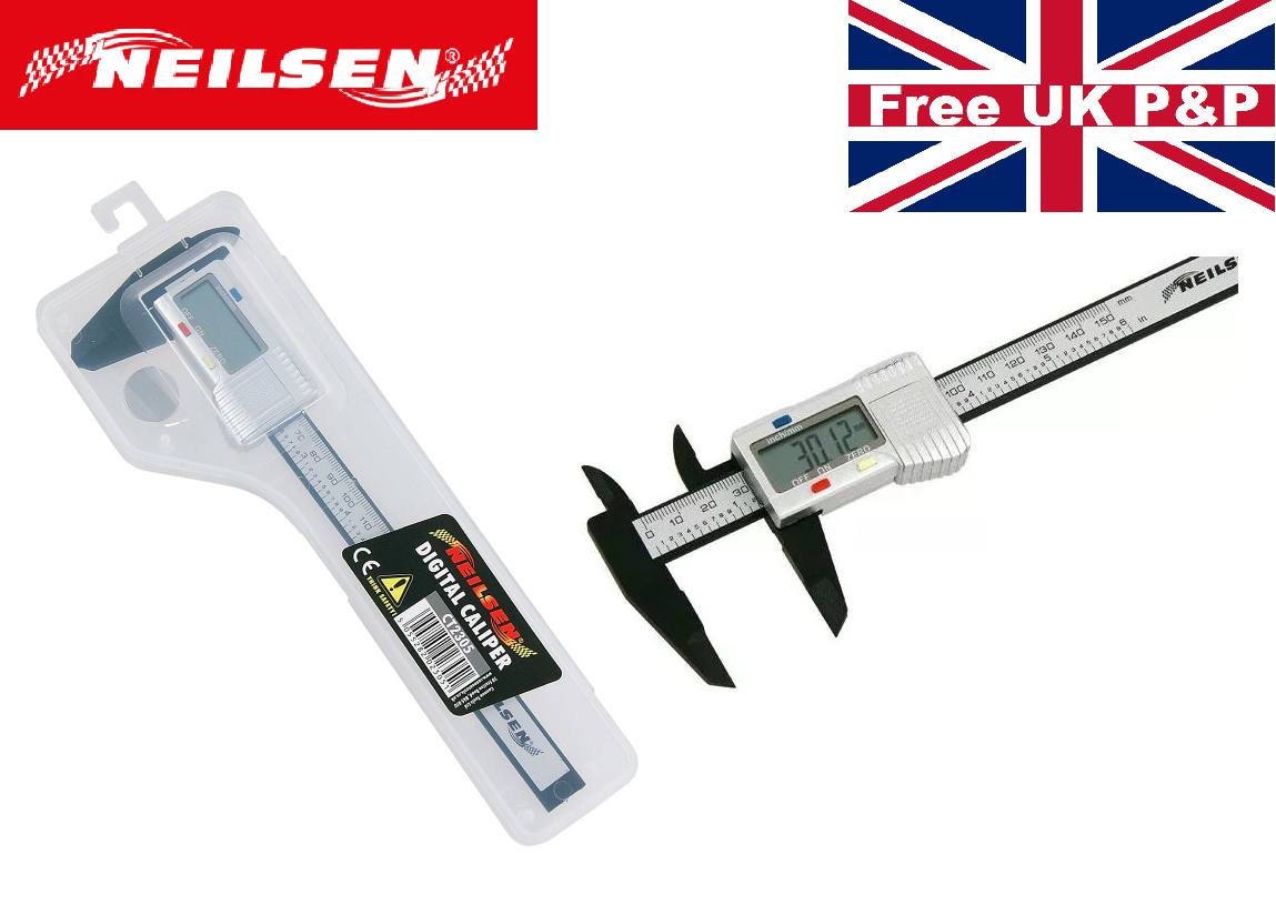 Digital Vernier Caliper Carbon Fibre Composite Body Ruler Measuring ...