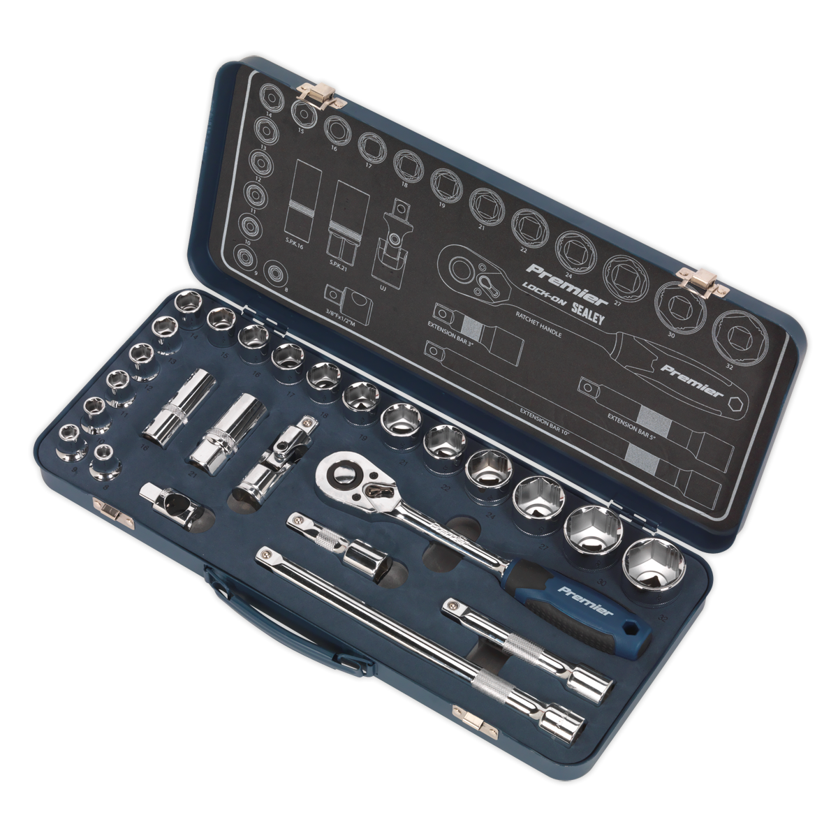 Set of 26 Lock-On™ Sockets 8–32mm 1/2