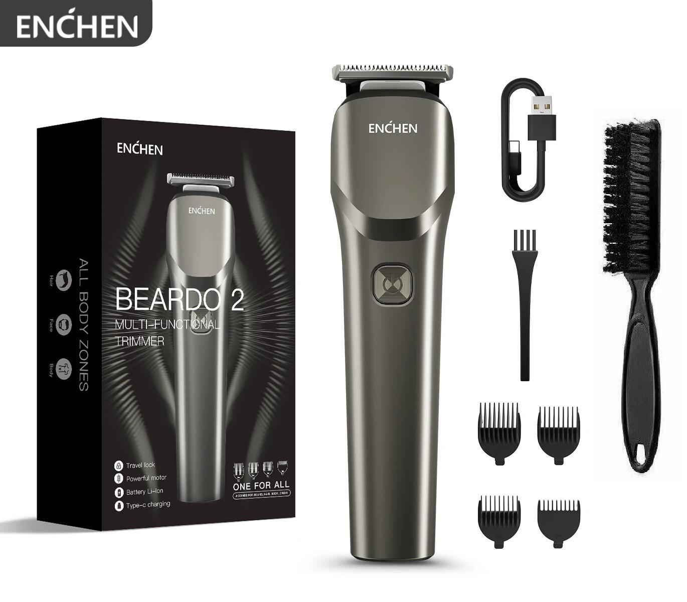 ENCHEN Beardo 2 cordless hair trimmer with 4 combs in metal gray