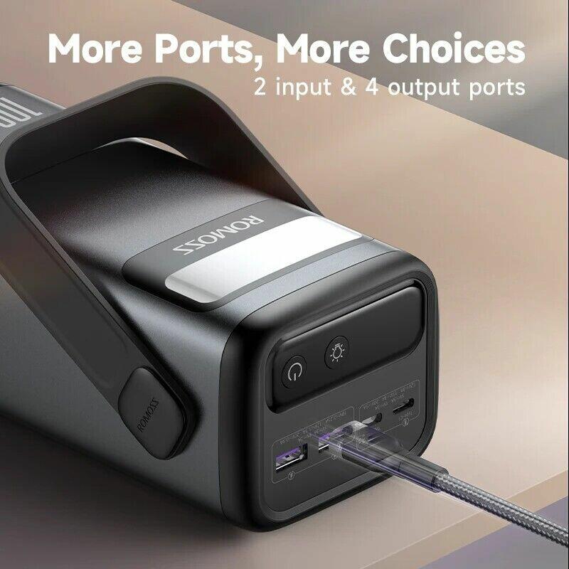 ROMOSS PMT60 charging laptop and smartphone simultaneously