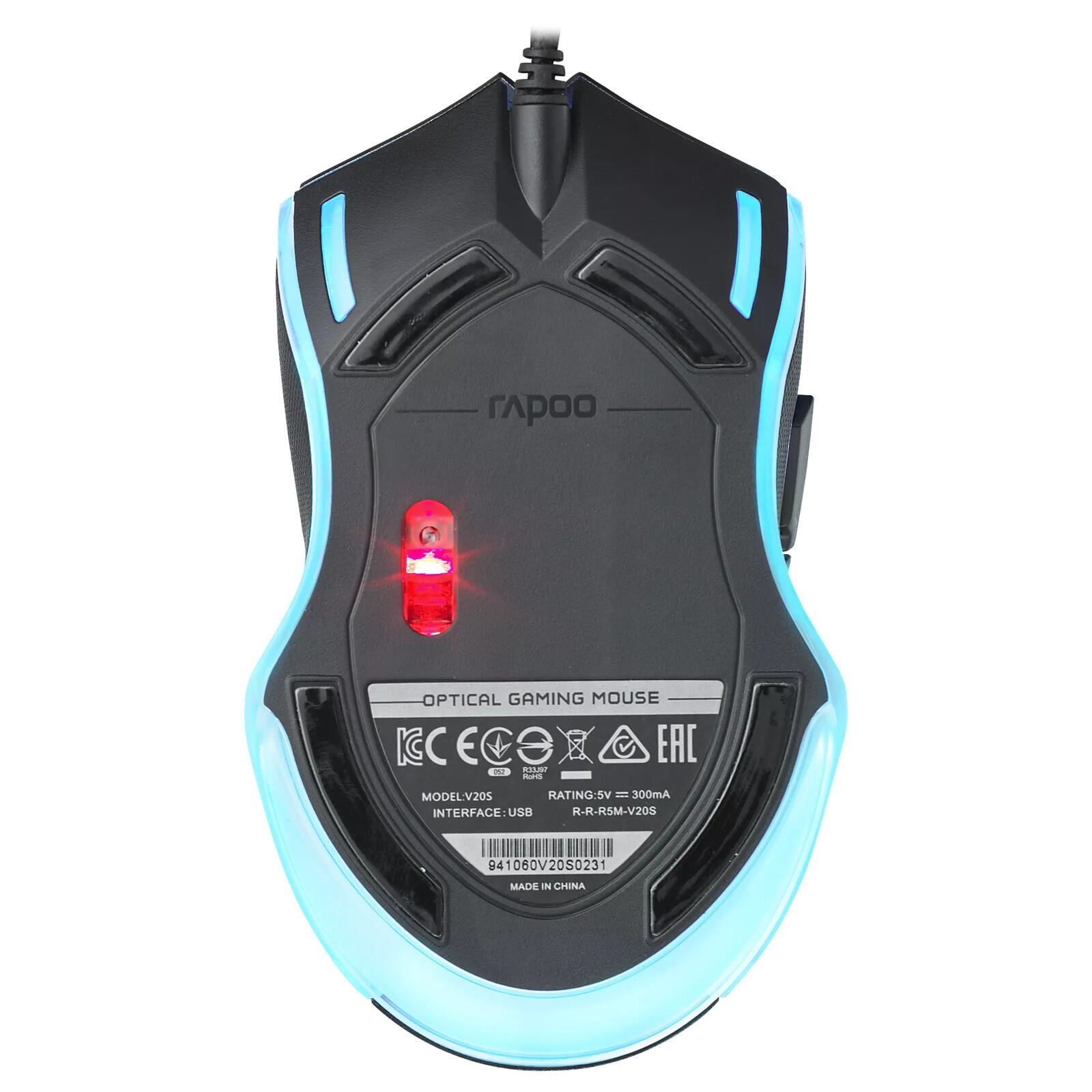 Rapoo V20S Black Gaming Mouse, 3000 DPI Ambidextrous RGB, 6400 FPS ...