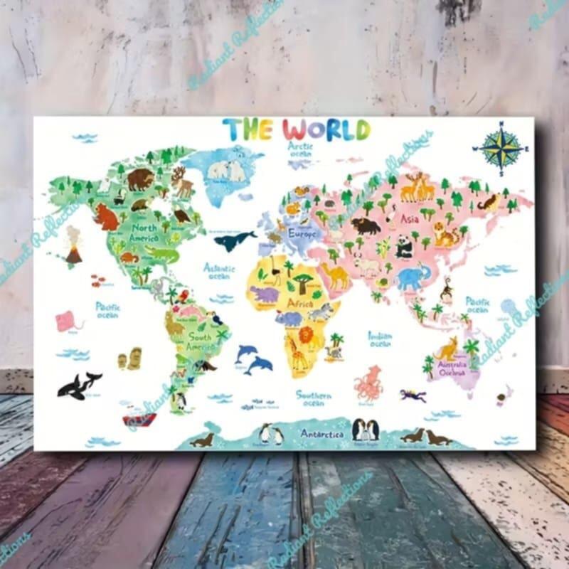 Educational Animal World Map Poster – Kids Geography & Wildlife ...