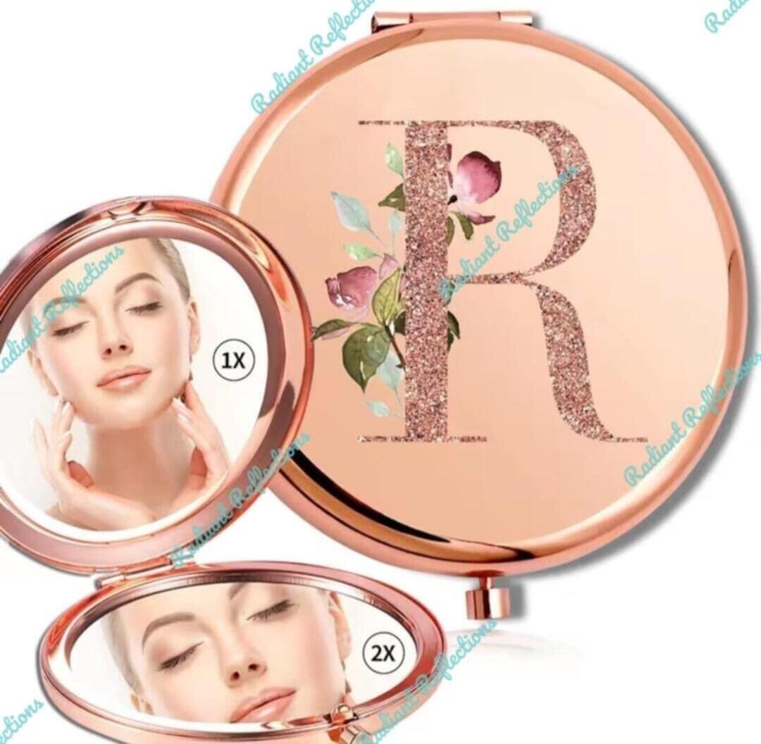 Letter R Mirror Round Double Mirror With Letter Pattern