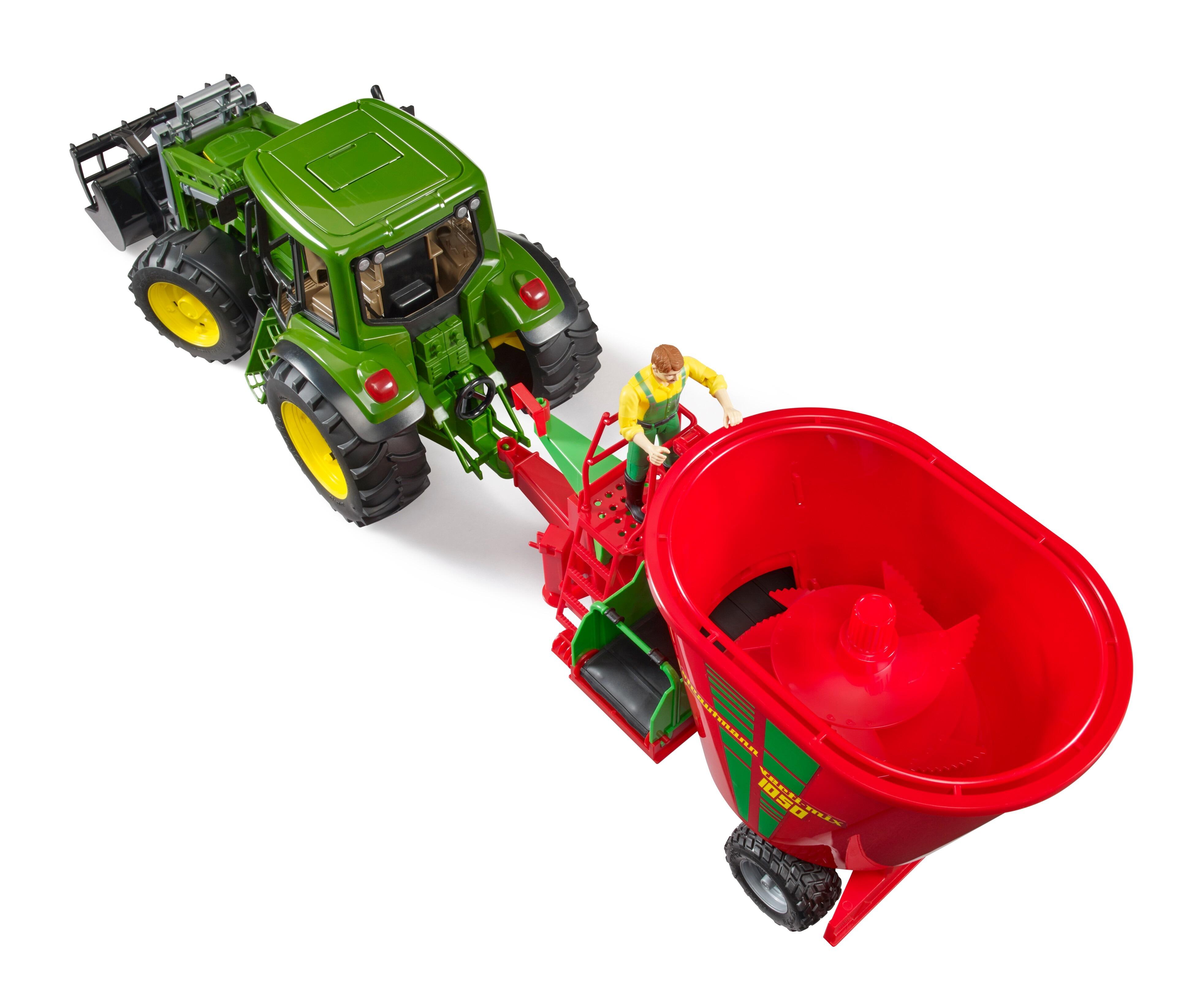 Strautmann Verti-Mix 1050 Fodder Mixer Connected to Bruder Tractor – Rear View