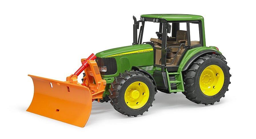 Bruder Plough Blade fitted to green tractor – realistic snow clearing toy accessory