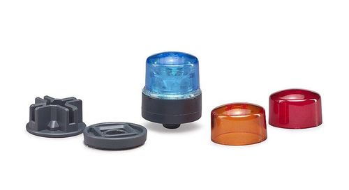 Bruder Rotating Beacon Light set with blue, orange, and red LED modules for 1:16 scale vehicles.