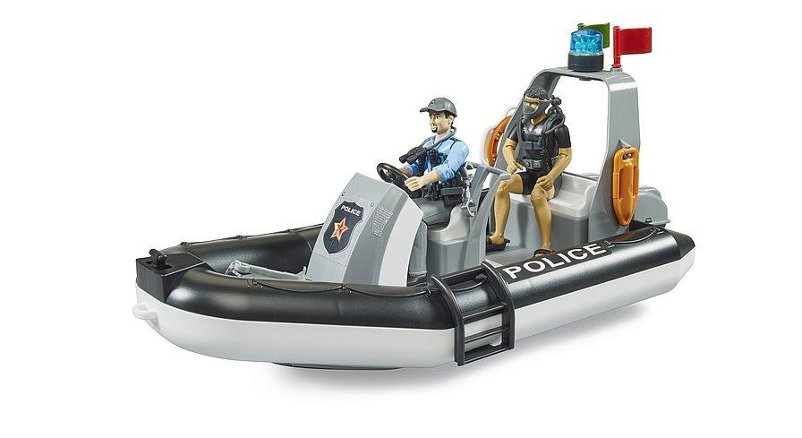 bru62733 0 police boat with rotating beacon light and 2 figures - image 1