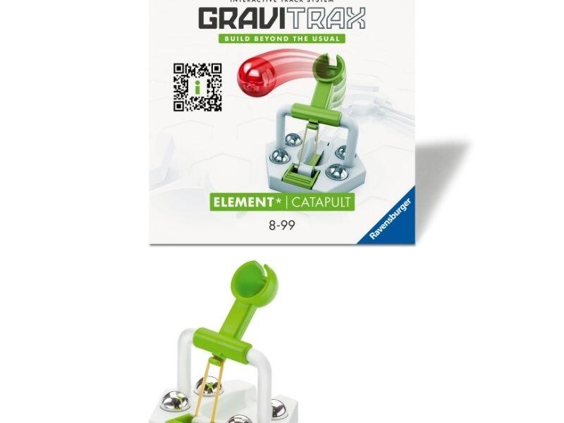GraviTrax Catapult Element box with catapult launcher and base piece displayed in front