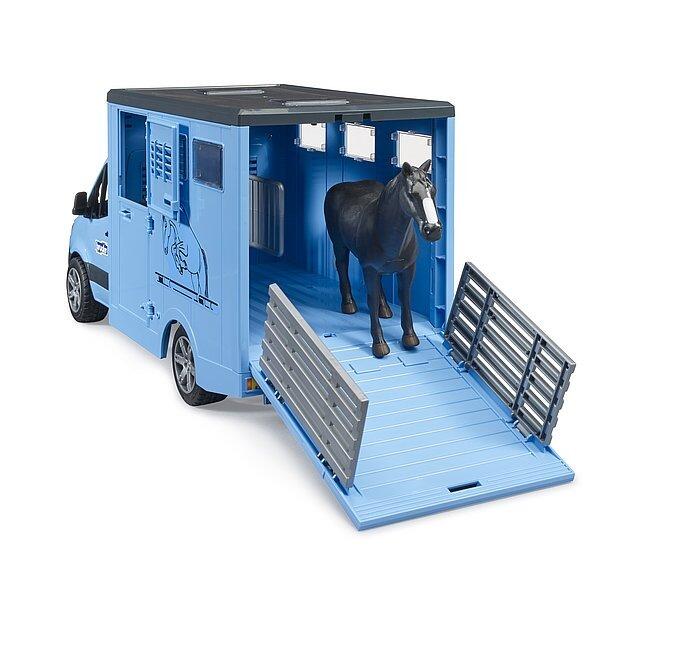 Interior view of Bruder Sprinter Animal Transporter with fold-out side gates and ramp