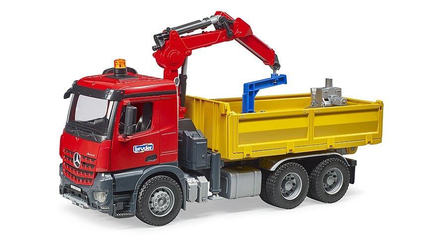 Bruder Rotating Beacon Light mounted on a construction lorry with crane arm.