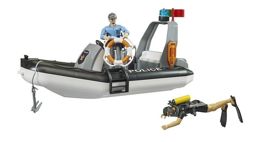 bru62733 2 police boat with rotating beacon light and 2 figures - image 3