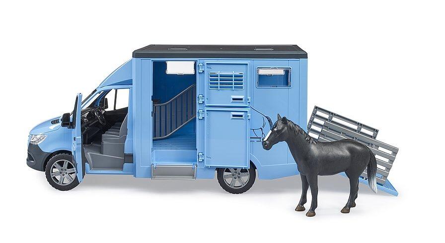 Bruder Mercedes-Benz Sprinter Animal Transporter toy with cow ready for loading