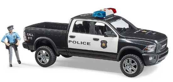 bruder police car with officer figure