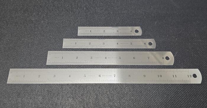 4 Meter Ruler Multipack of 4 Stainless Steel Rulers Metric and Imperial