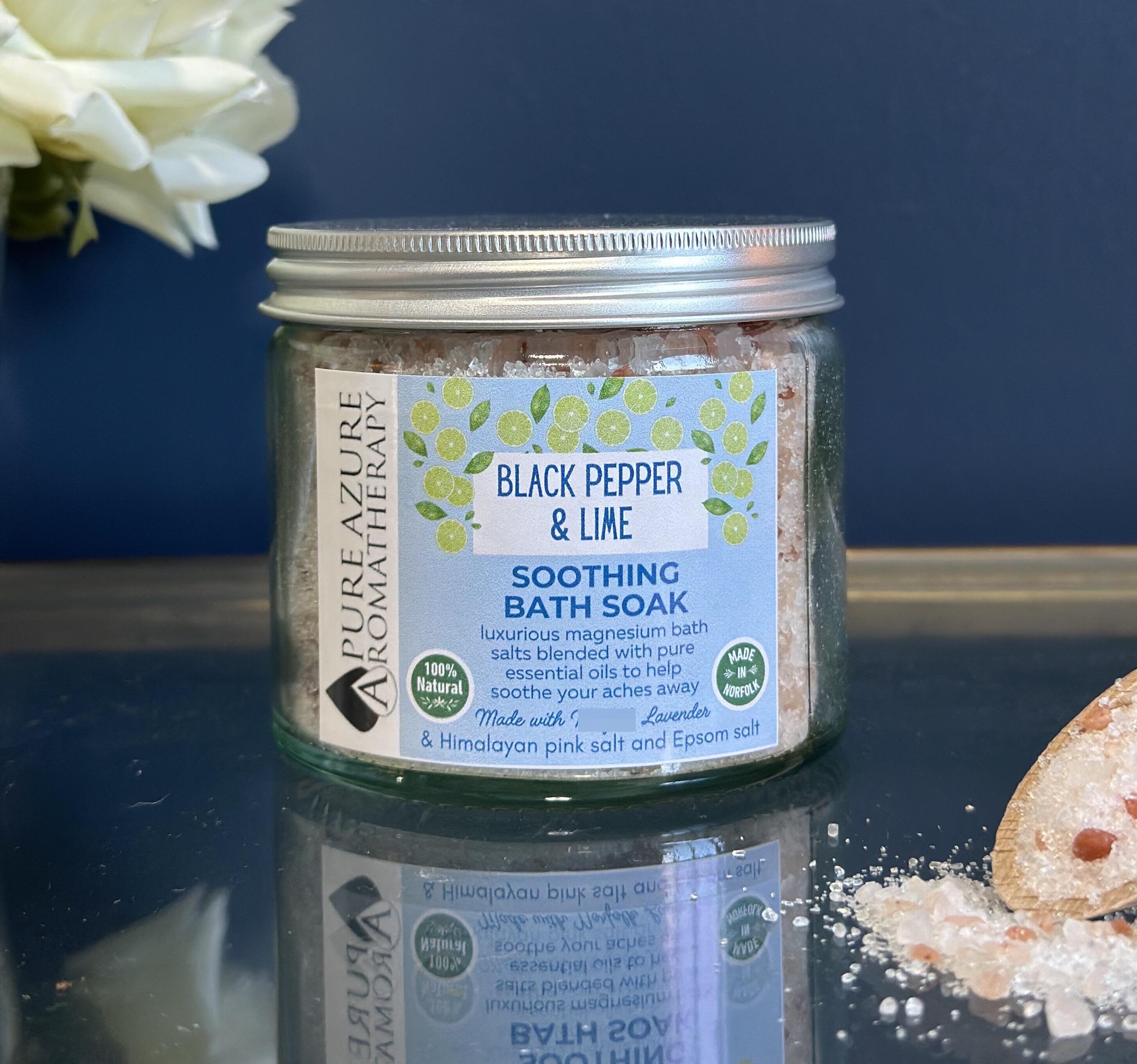 black pepper & lime soothing magnesium bath salts
