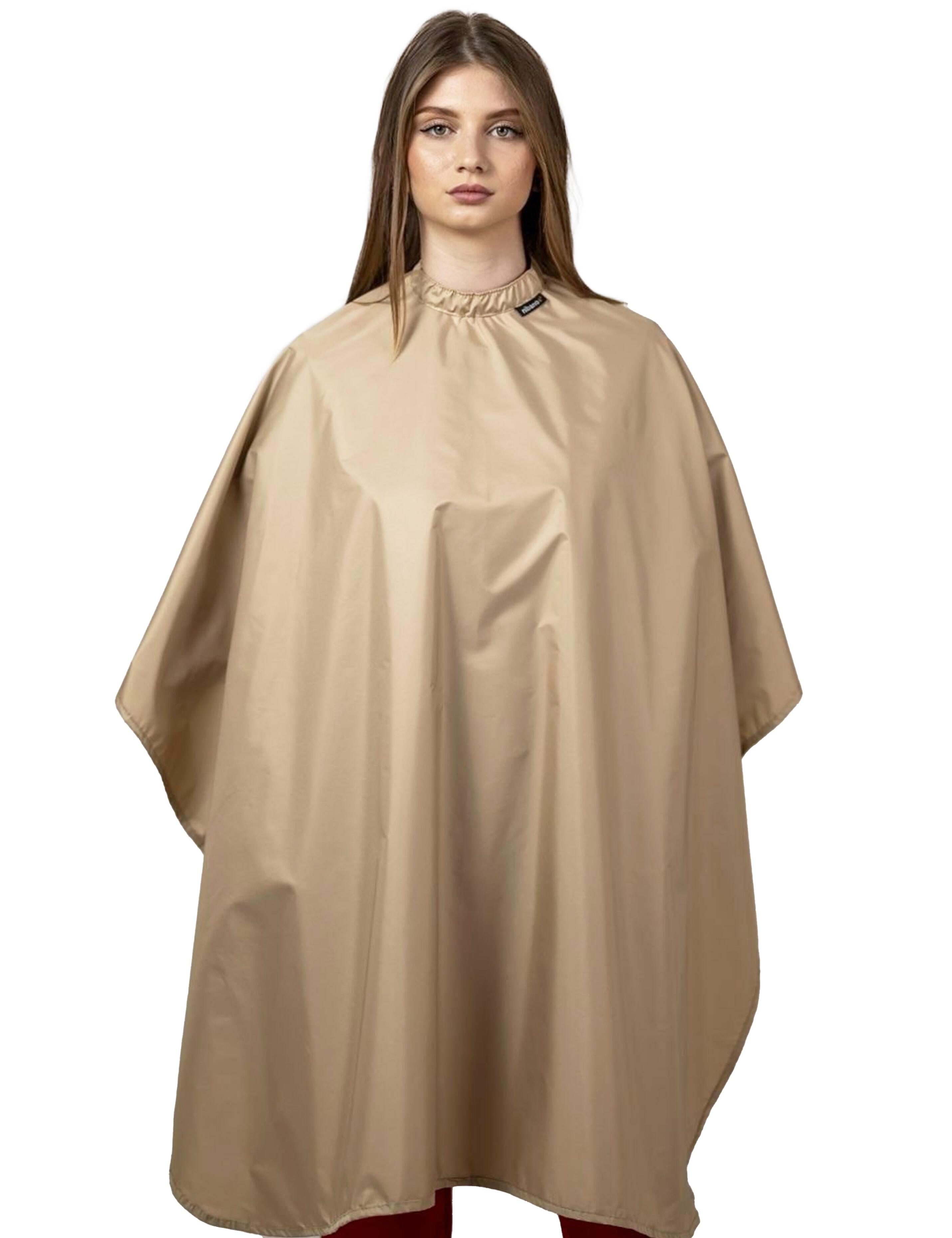 Professional cappuccino salon cape for upscale hair cutting and styling studios