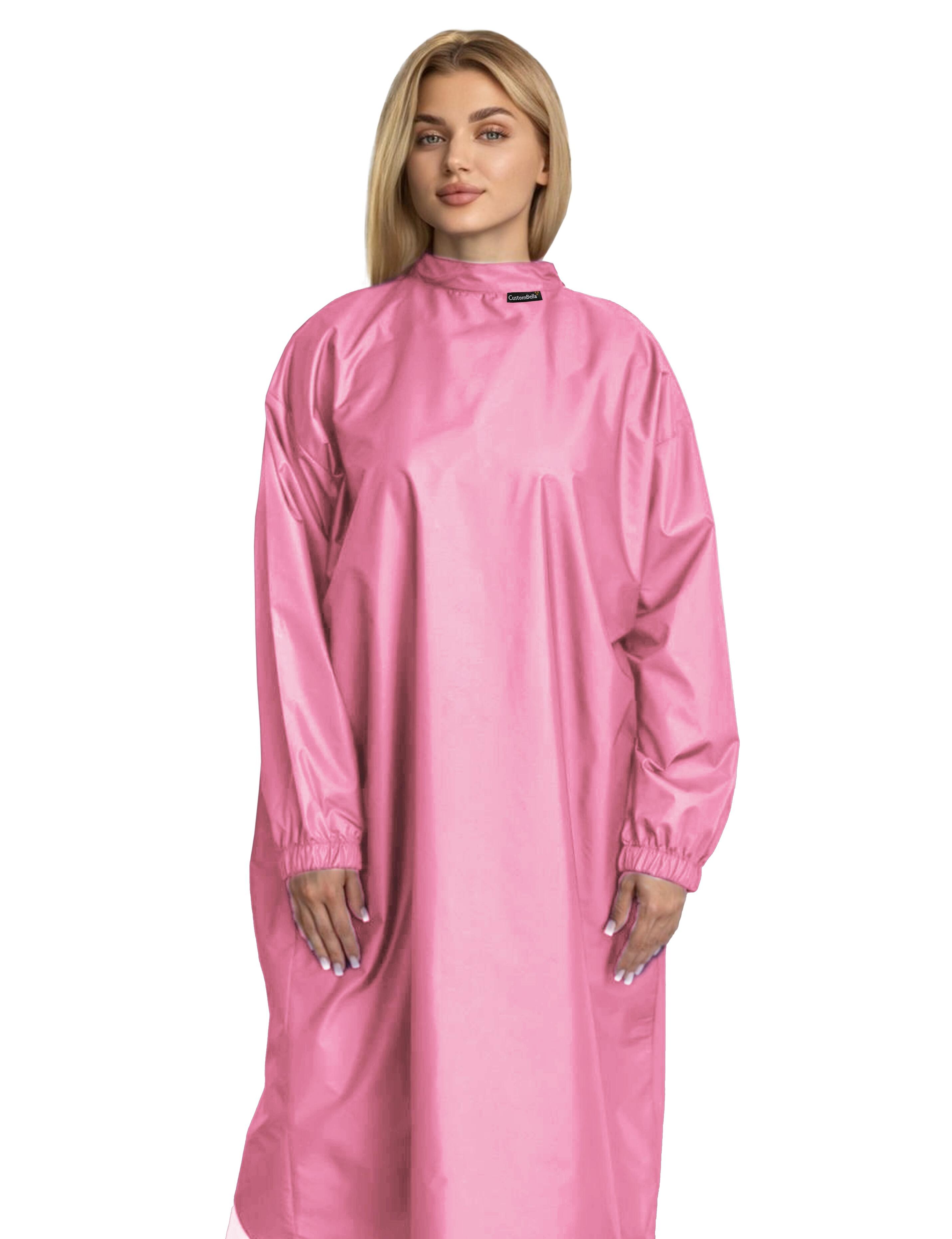 Buy online soft Barbie pink salon cape with sleeves for professional hair styling businesses