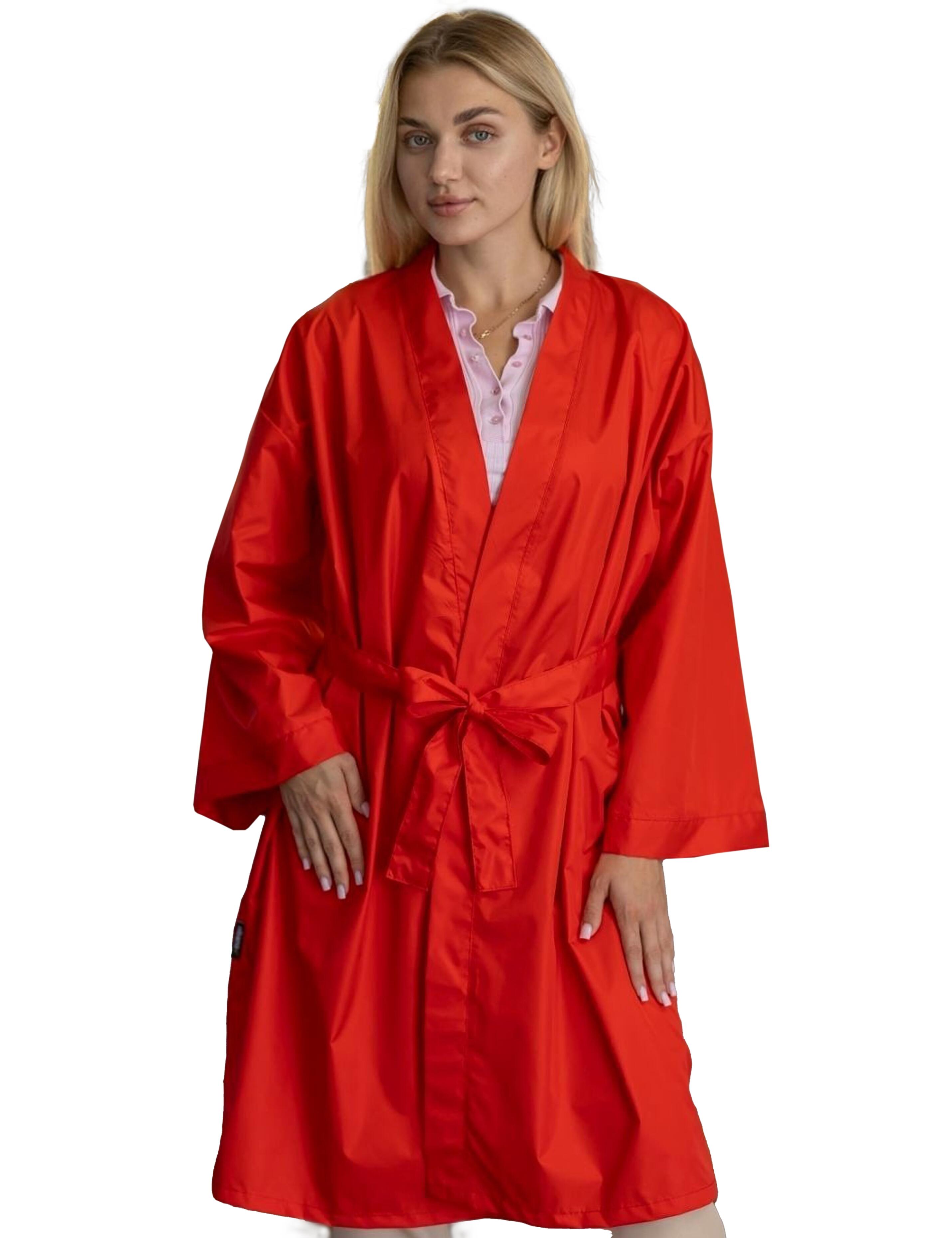 BellShield high performance protection fabric salon kimono robe in classic red for US salons