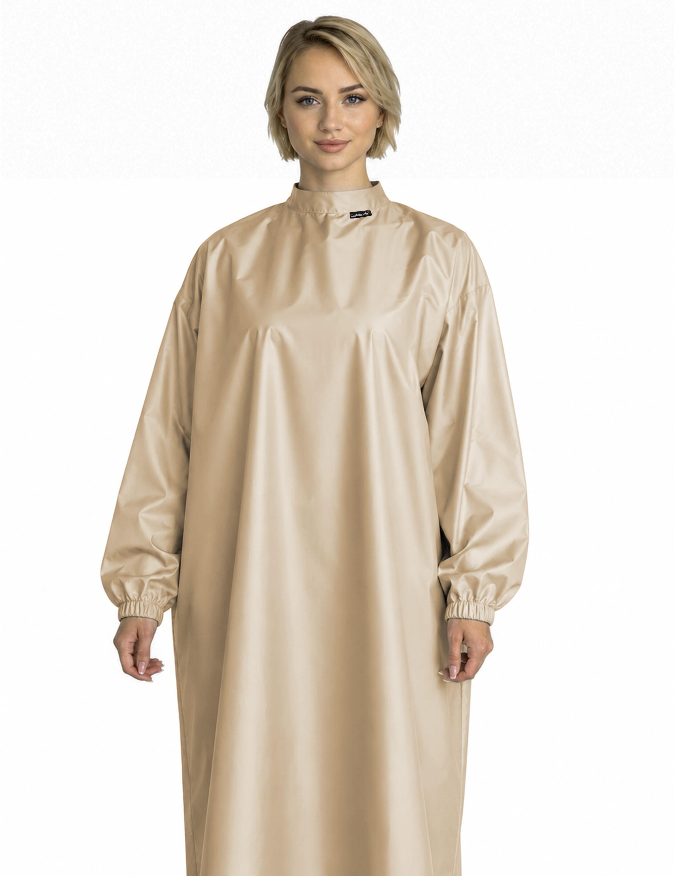 Premium ivory cream client cape with sleeves tailored for elite American medical spas and beauty venues