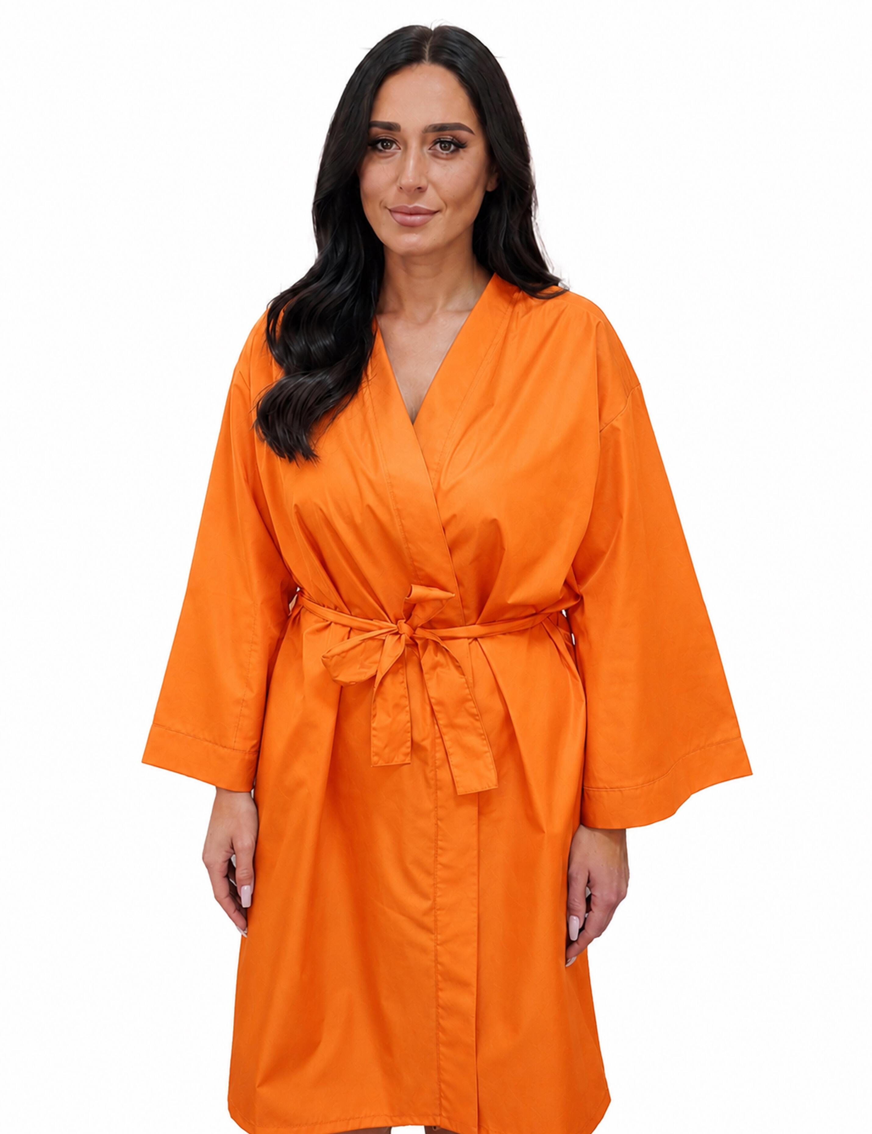 Bleach proof orange professional kimono designed for expert hair coloring and highlights