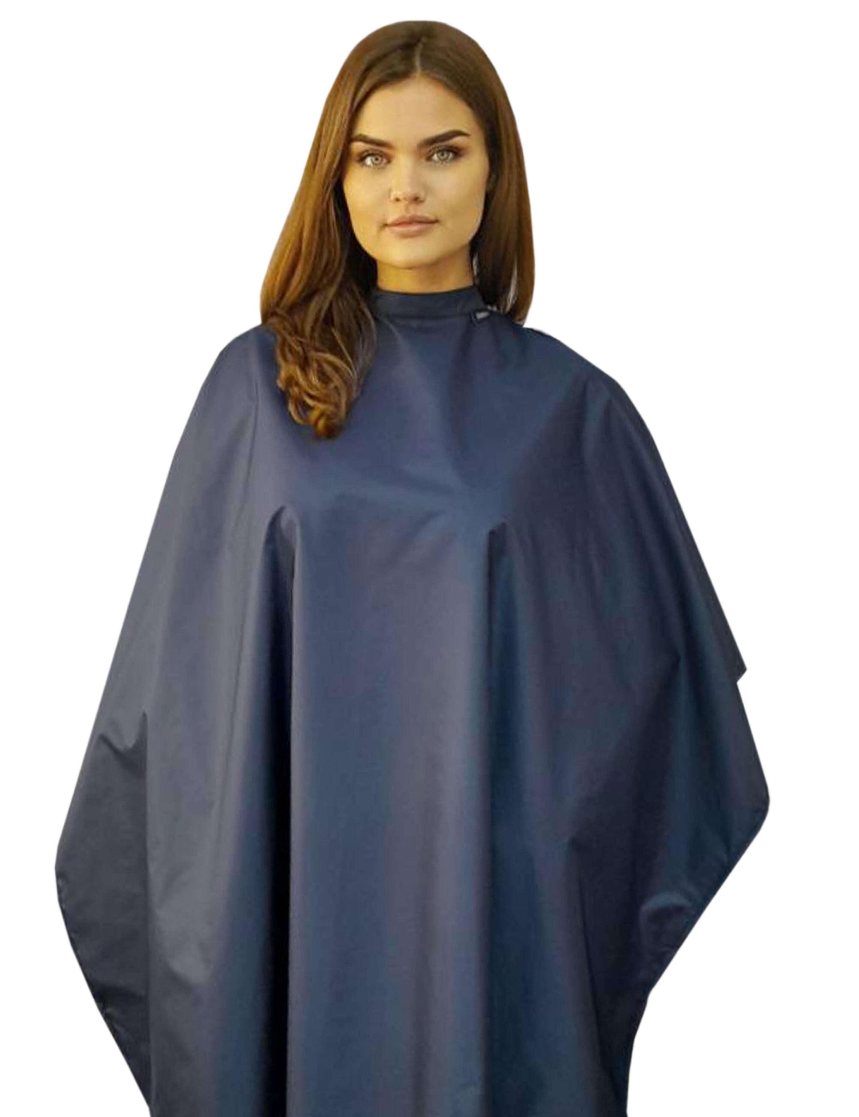 Professional navy blue salon cape for hair stylists and barbershops in the USA