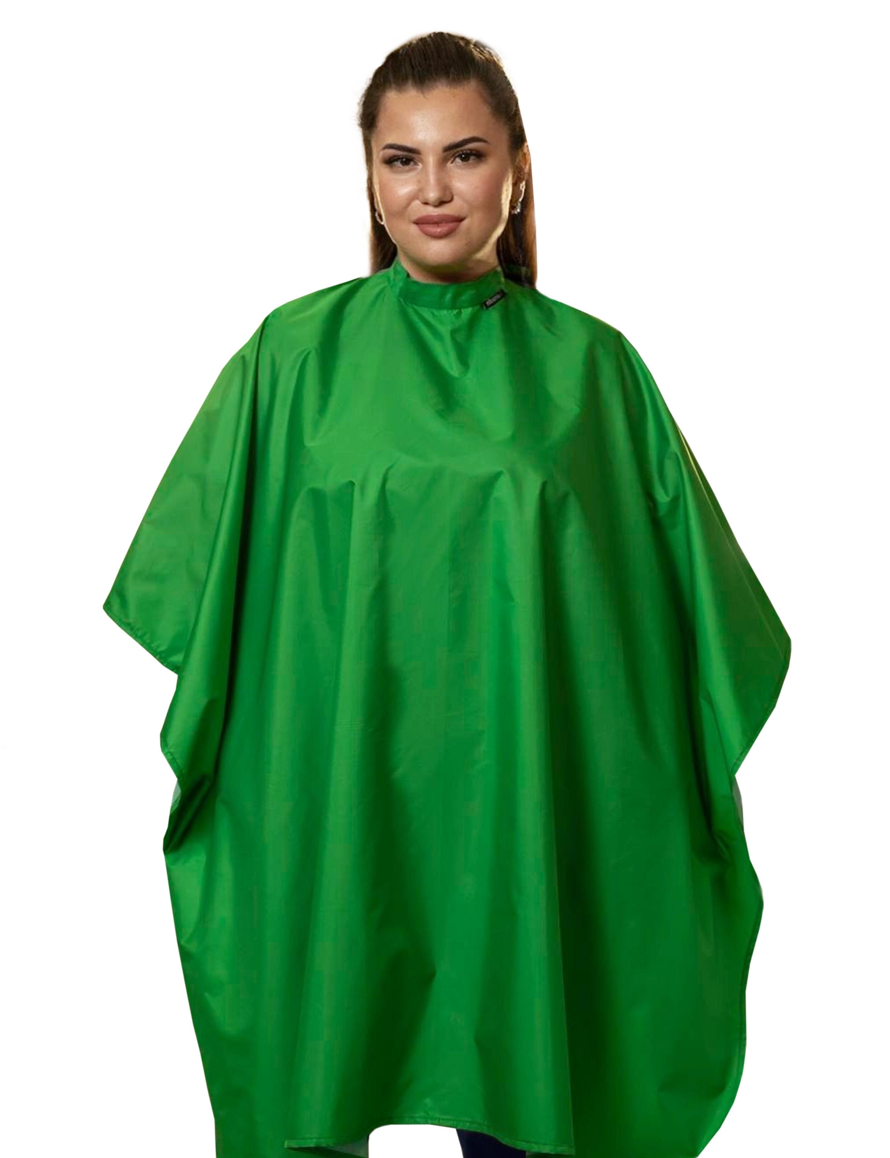 Waterproof kelly green salon cape for professional hair cutting