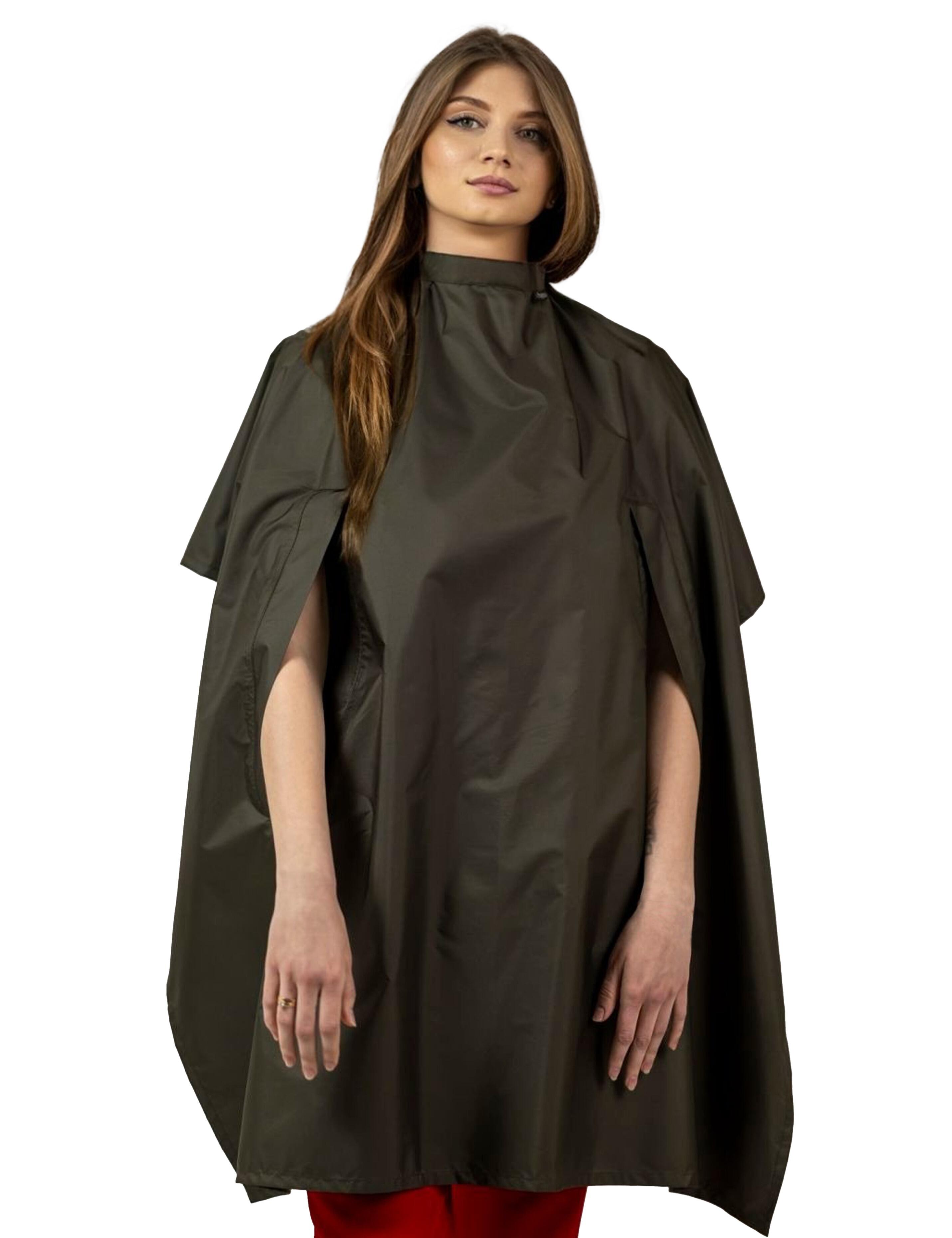 Waterproof vintage green salon cape with hand slits for US barbershops