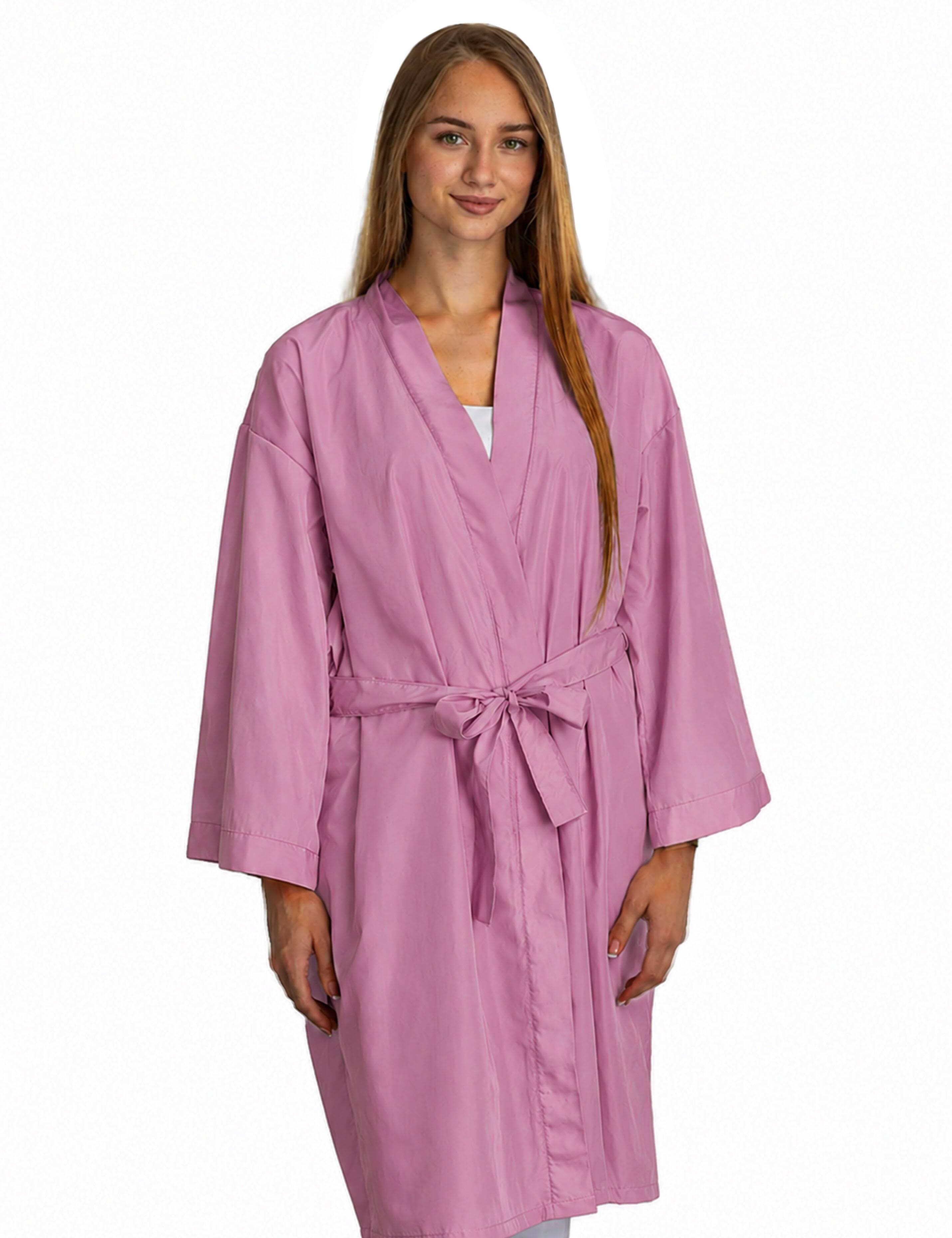 Luxury rose gold colored kimono creating an upscale experience for salon guests
