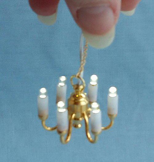 1/24th scale Dolls House 6 arm Candle Chandelier Pendant Light LED